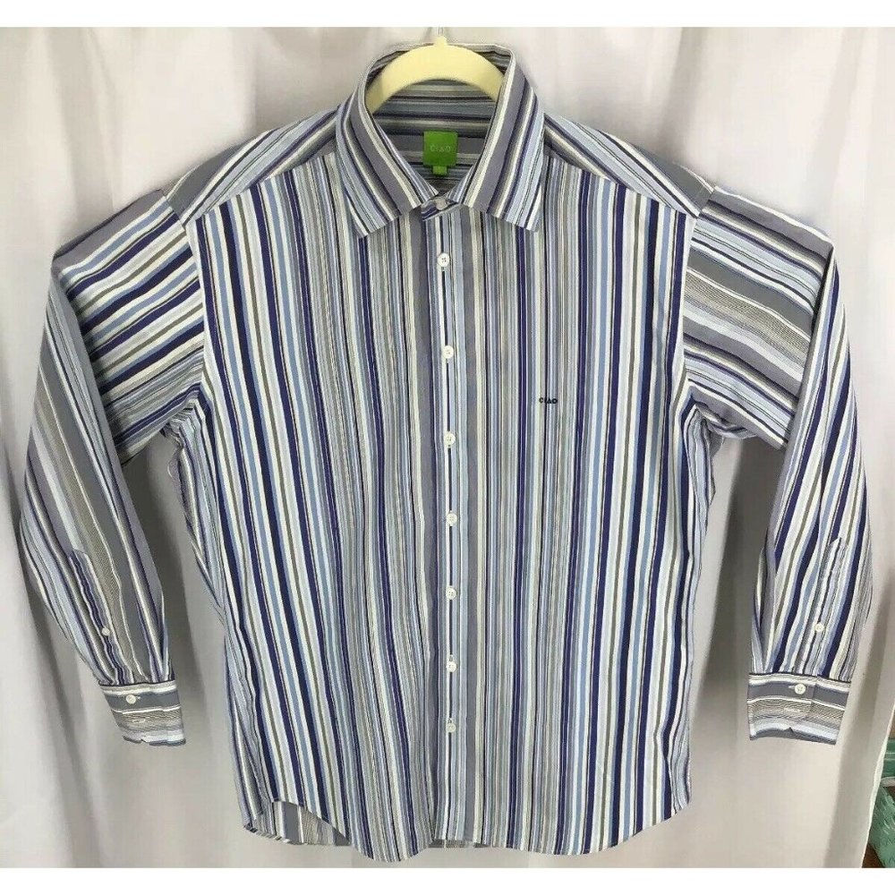 Ciao Long Sleeve Stripe Blue White Gray Size L